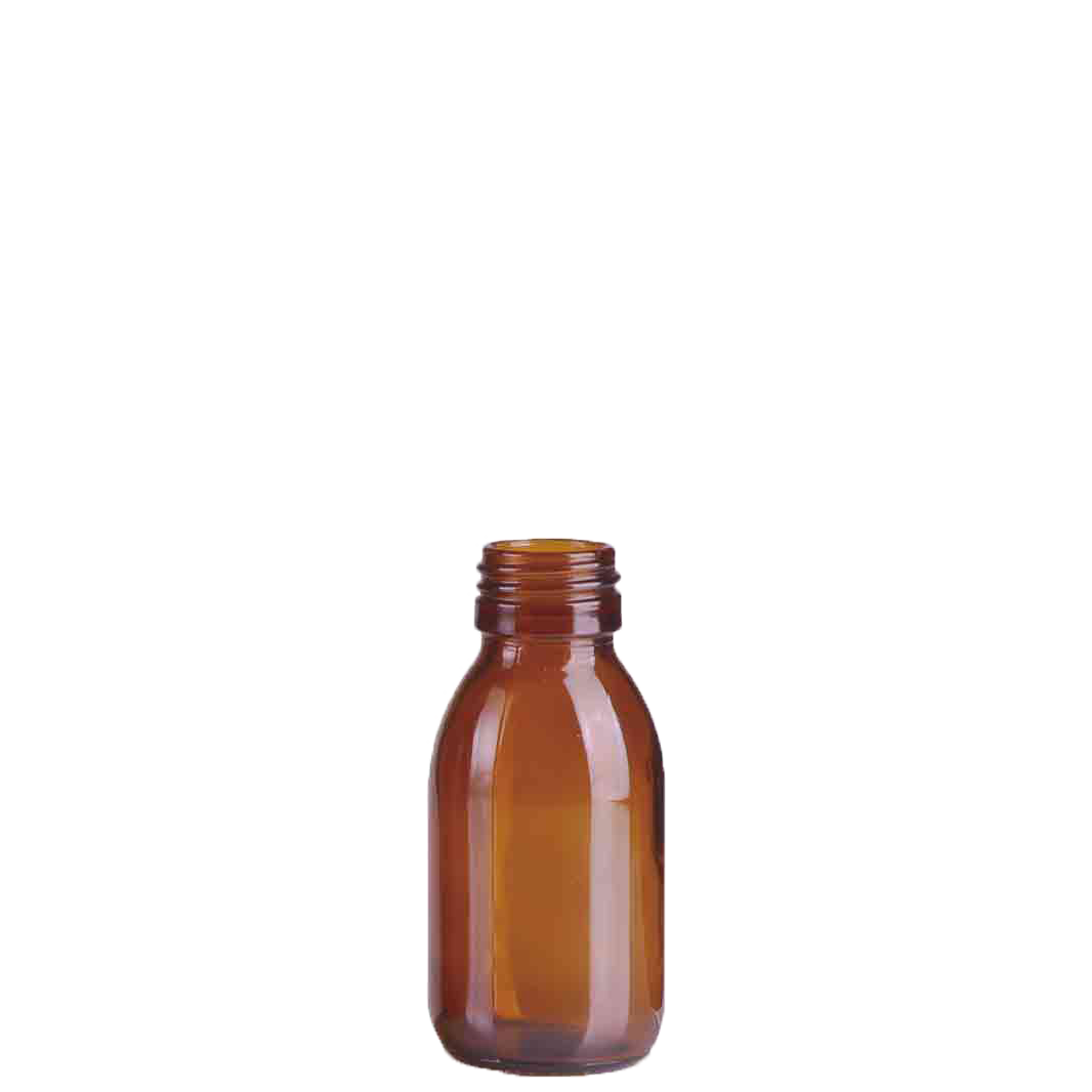 Kbtrade Amber Glass Syrup Bottle 100ml, Din28